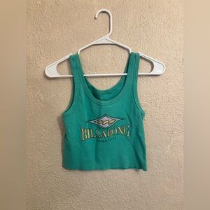 Billabong Teal Crop Tank with Logo